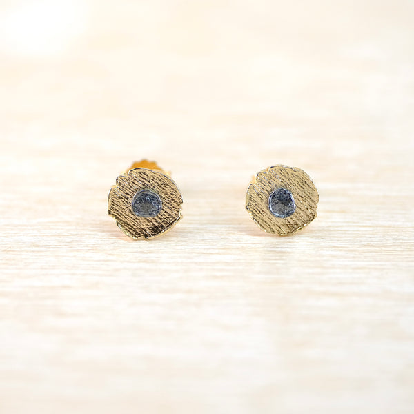 Gold Plated and Oxidised Silver Stud Earrings by JB Designs.