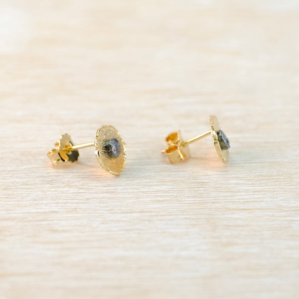 Gold Plated and Oxidised Silver Stud Earrings by JB Designs.