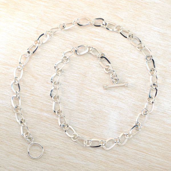 Large-Linked 17 inch Sterling Silver Chain Necklace.