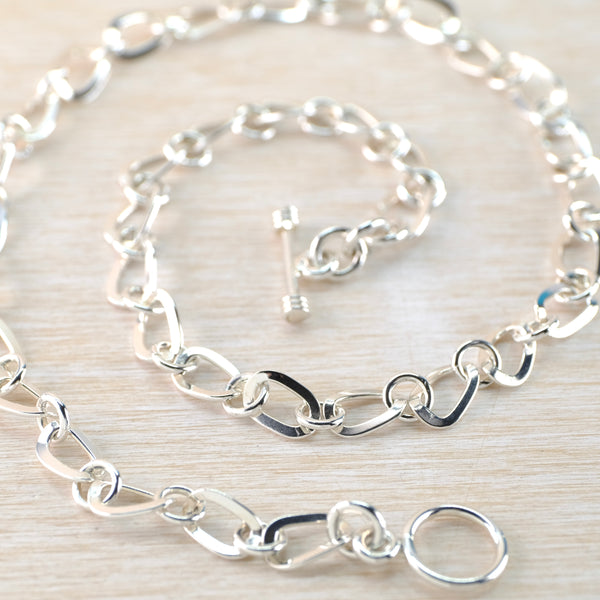 Large-Linked 17 inch Sterling Silver Chain Necklace.