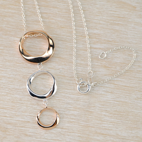 Sterling Silver and Gold Plated Triple Circle Pendant by JB Designs.