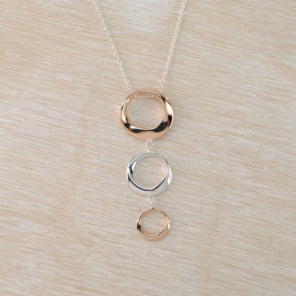 Sterling Silver and Gold Plated Triple Circle Pendant by JB Designs.