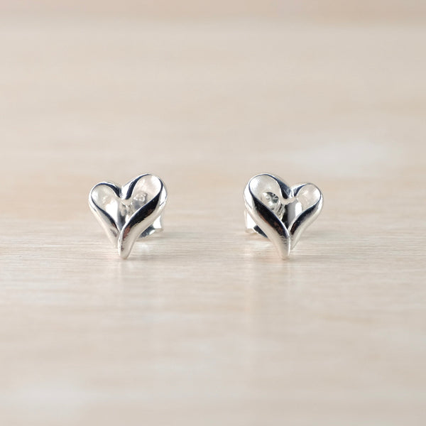 Heart Outline Sterling Silver Stud Earrings by JB Designs.