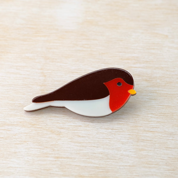 Resin Robin RedBreast Brooch.