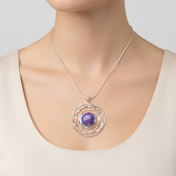 Sterling Silver Swirl and Purple Mojave Turquoise Pendant.