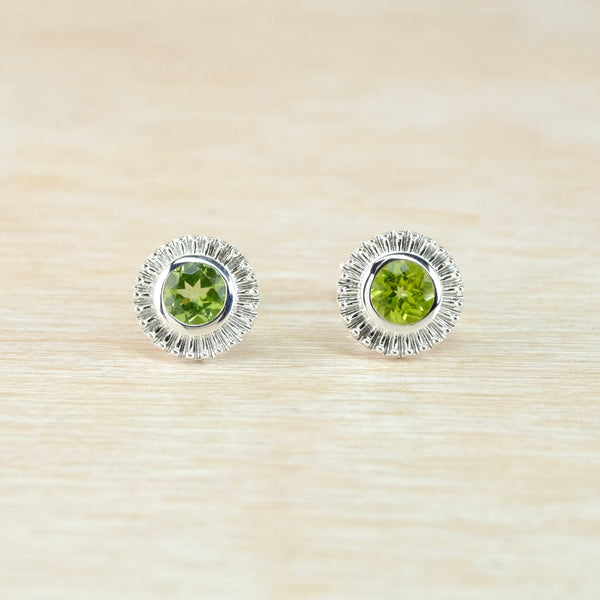 Peridot and Sterling Sunray Stud Earrings.