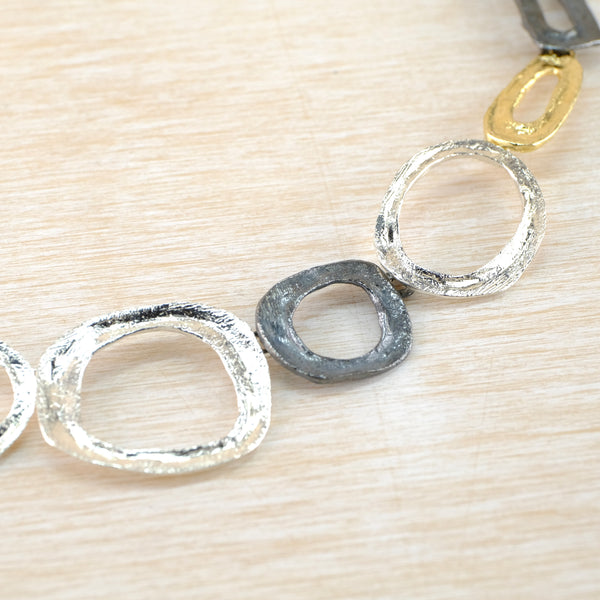 Satin Silver and Gold Plated Linked Necklace by JB Designs.