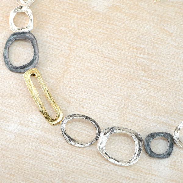 Satin Silver and Gold Plated Linked Necklace by JB Designs.