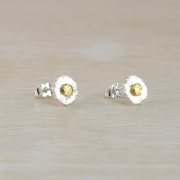 Silver and Gold Plated Stud Earrings by JB Designs.