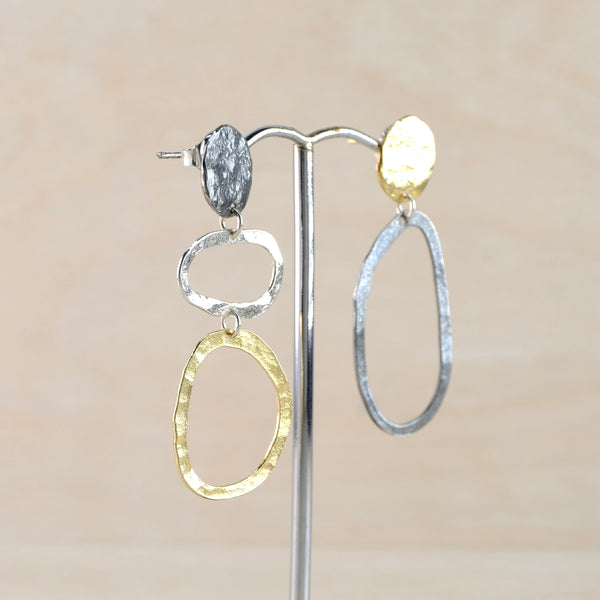 Ovals Design Asymmetrical Dangly Earrings by JB Designs.