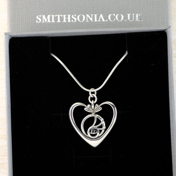 Vintage Sterling Silver Heart Pendant Inspired by Charles Rennie Mackintosh.