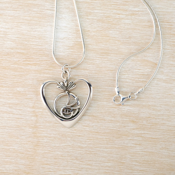 Vintage Sterling Silver Heart Pendant Inspired by Charles Rennie Mackintosh.