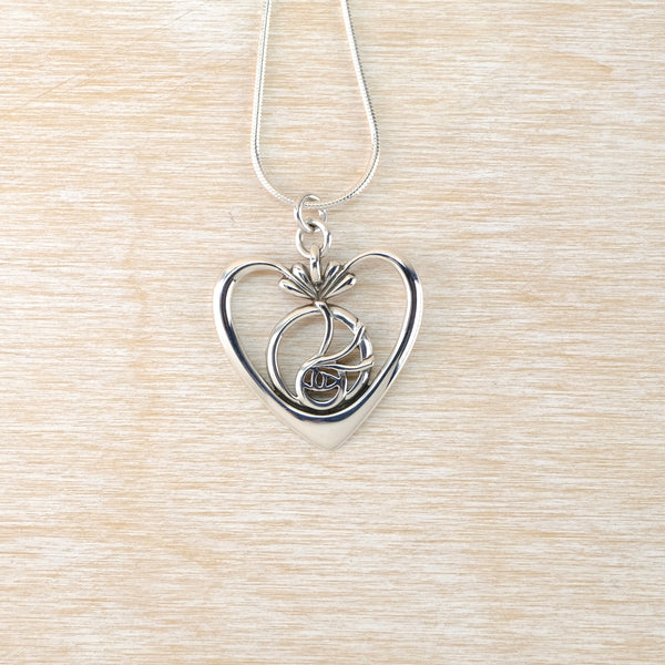 Vintage Sterling Silver Heart Pendant Inspired by Charles Rennie Mackintosh.
