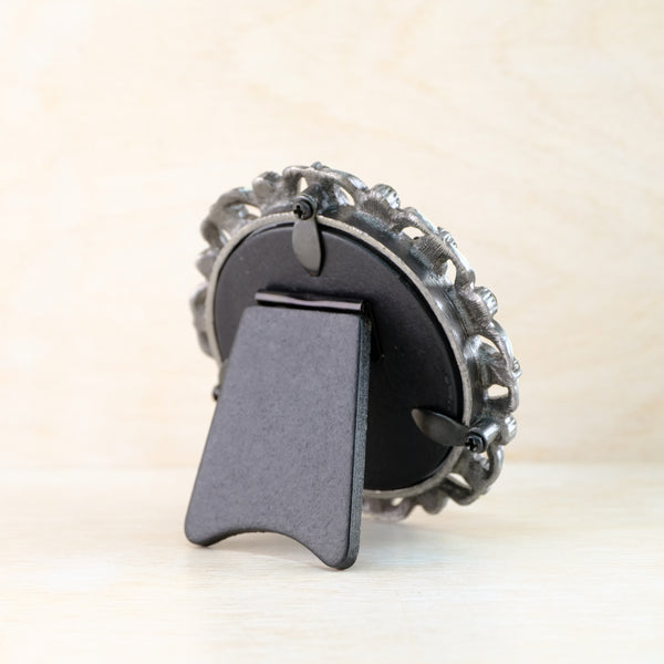 Jewelled Round Photo Frame with Cream Enamel.