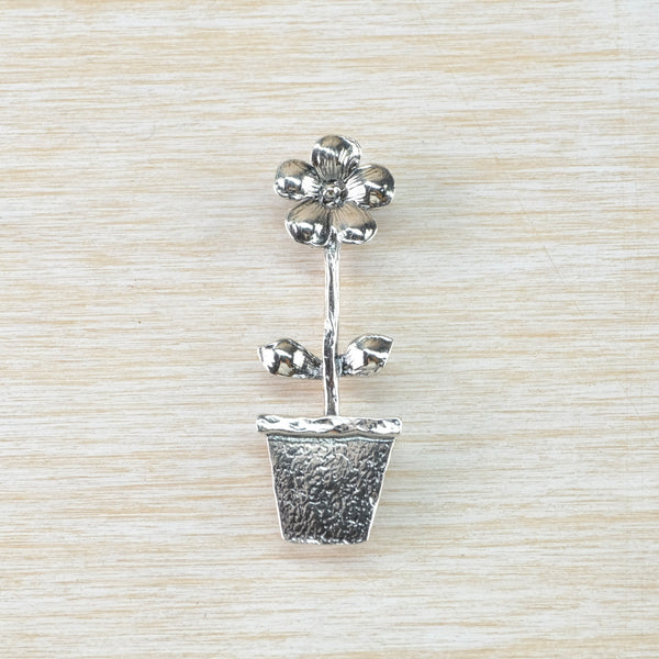 Silver Flower Pot Brooch by JB Designs.