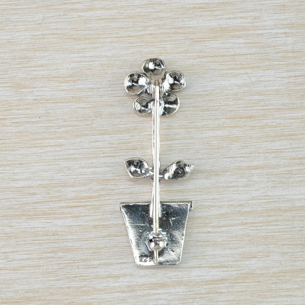 Silver Flower Pot Brooch by JB Designs.