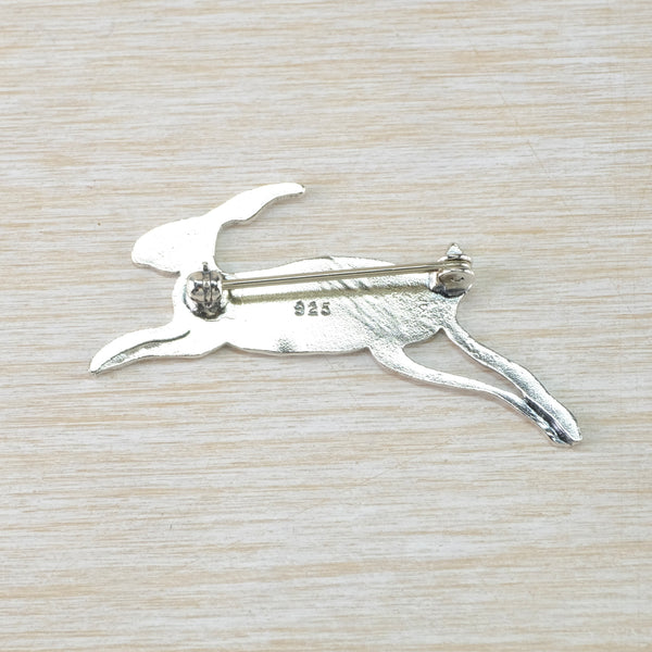 Silver Running Hare Brooch by JB Designs.