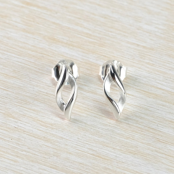 Satin and Polished Silver Stud Earrings by JB Designs.