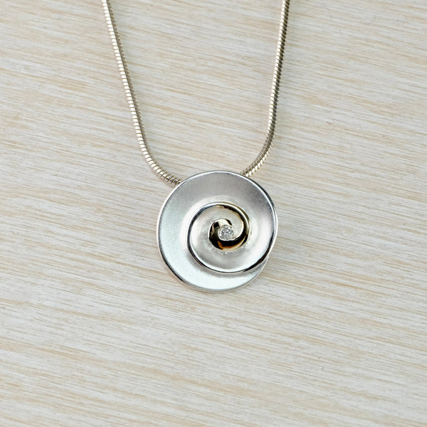 Silver, Gold and Diamond Pendant by JB Designs.