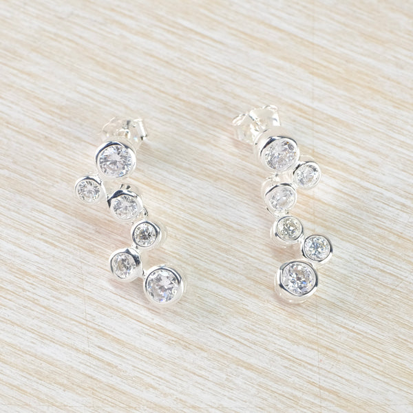 Silver and Multi Cz Drop Earrings by JB Designs.