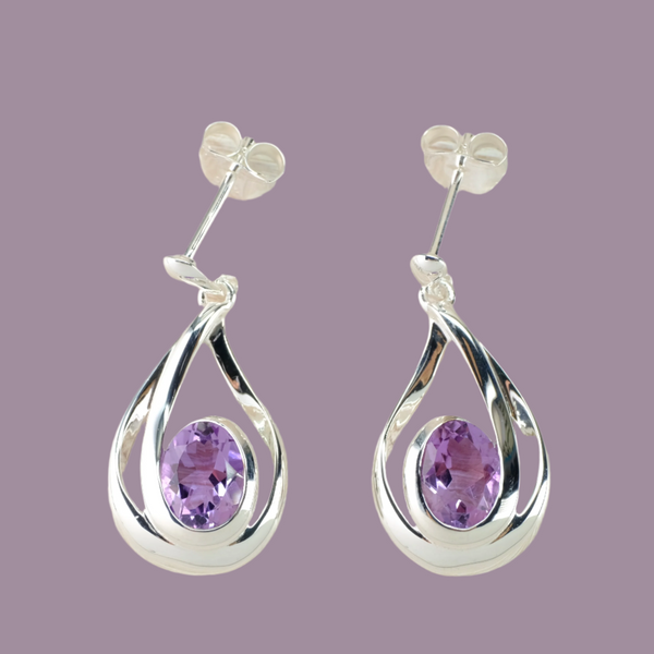 Organic Design Amethyst and Sterling Silver Earrings by JB Designs.