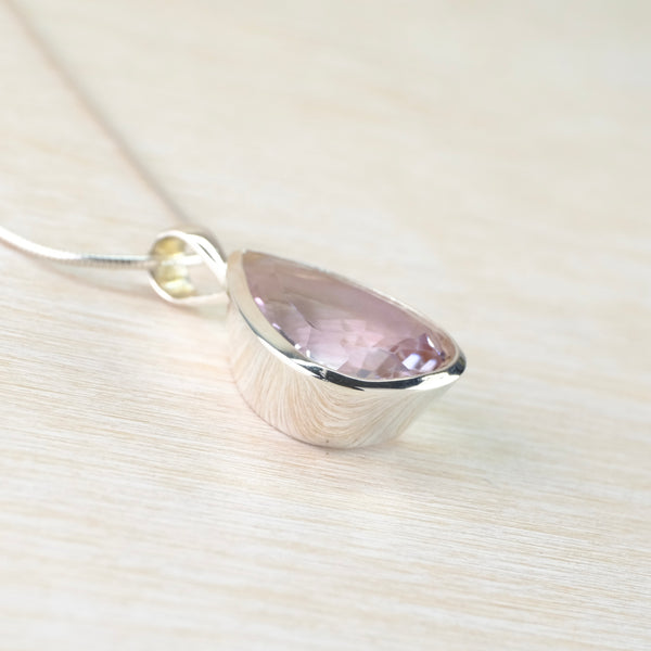 Tear Drop Silver and Amethyst Pendant.