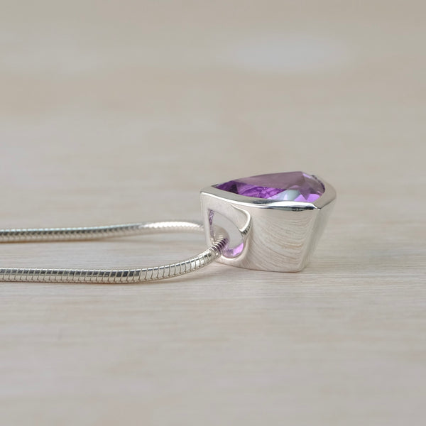 'Trillion' Amethyst and Sterling Silver Pendant.