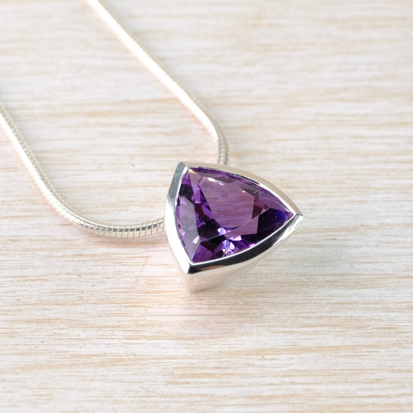'Trillion' Amethyst and Sterling Silver Pendant.