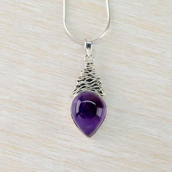 Sterling Silver Scribble and Amethyst Pendant.