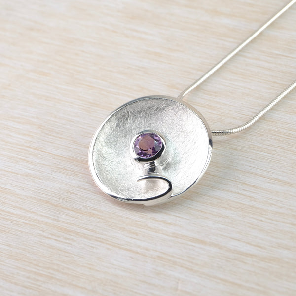 Amethyst and Sterling Silver Swirl Pendant by JB Designs