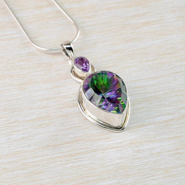 Sterling Silver Amethyst and Mystic Topaz Pendant.