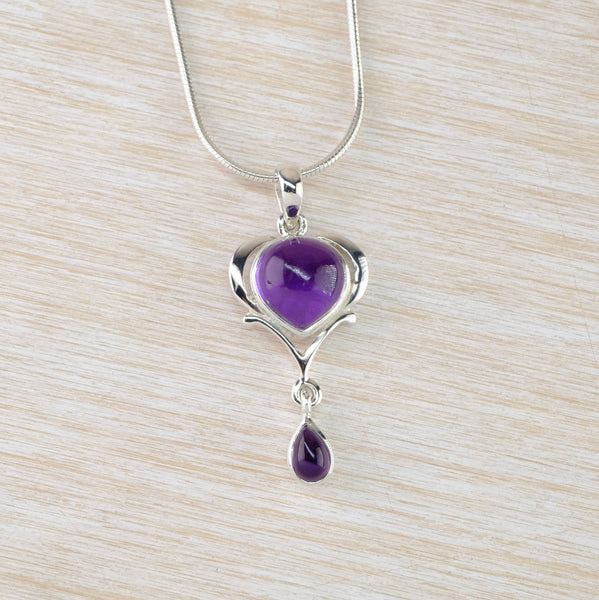 Double Drop Sterling Silver and Amethyst Pendant.
