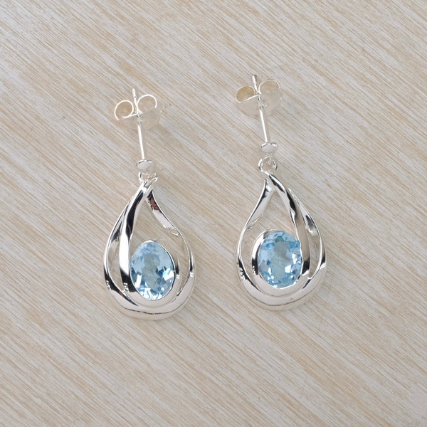 Organic Blue Topaz and Silver Earrings by JB Designs.