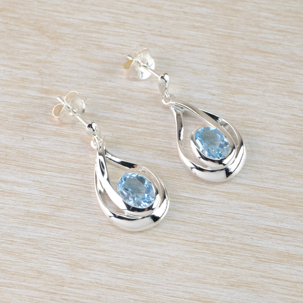 Organic Blue Topaz and Silver Earrings by JB Designs.