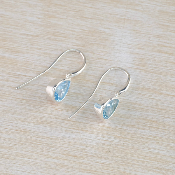 Tear Drop Blue Topaz and Silver Earrings by JB Designs.