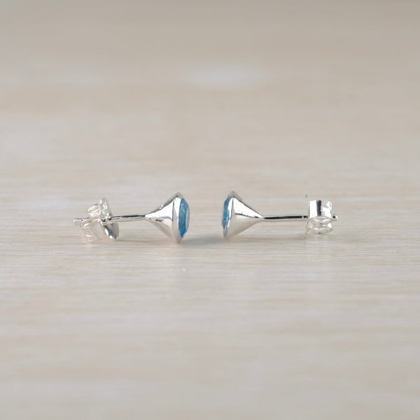 Martini Set Sterling Silver and Blue Topaz Stud Earrings.