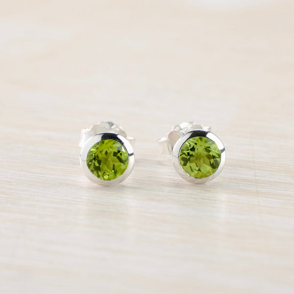 Martini Set Peridot And Silver Stud Earrings