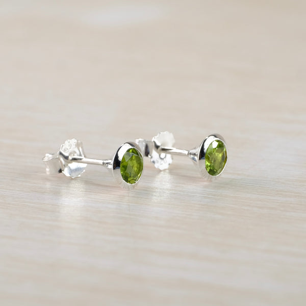 Martini Set Peridot And Silver Stud Earrings
