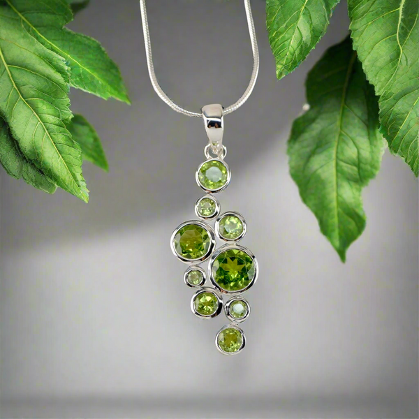 Multi Stone Peridot and Sterling  Silver Pendant.
