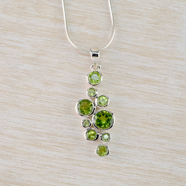 Multi Stone Peridot and Sterling  Silver Pendant.