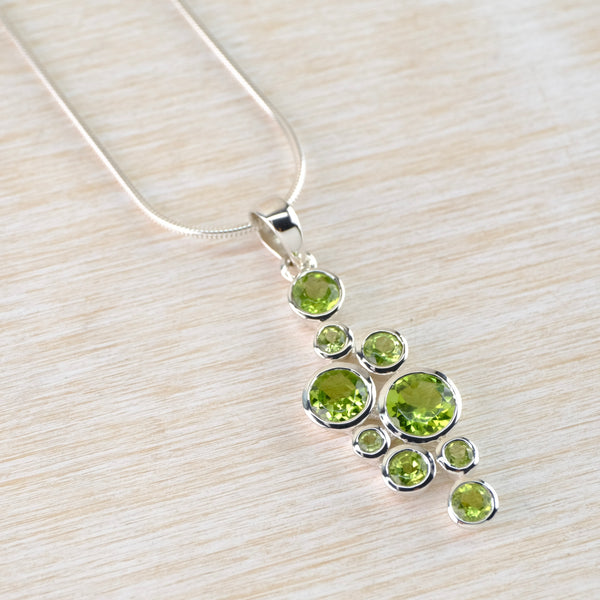 Multi Stone Peridot and Sterling  Silver Pendant.
