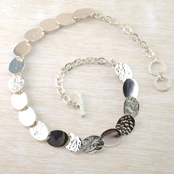 Textured Silver Linked Necklace by JB Designs.