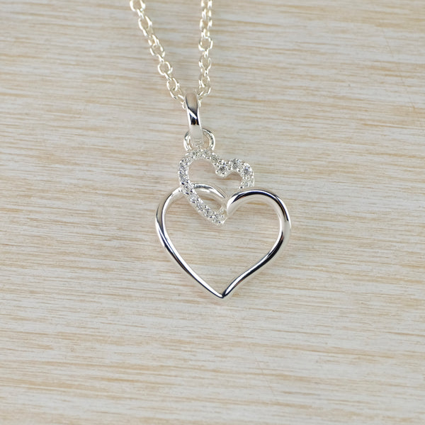 Silver Double Heart Pendant by 'Unique and Co'