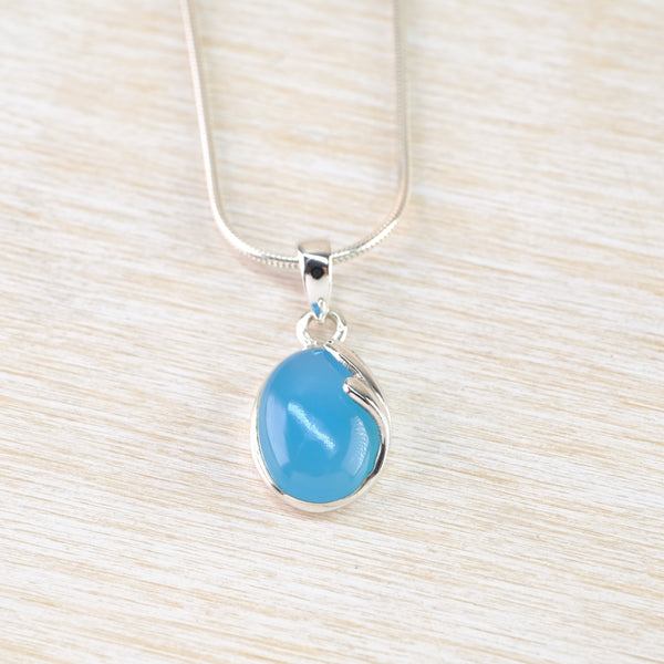 Oval Sterling Silver and Chalcedony Pendant. Smithsonia