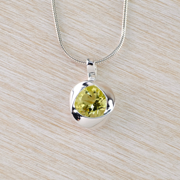 Lemon Quartz and Silver Pendant.