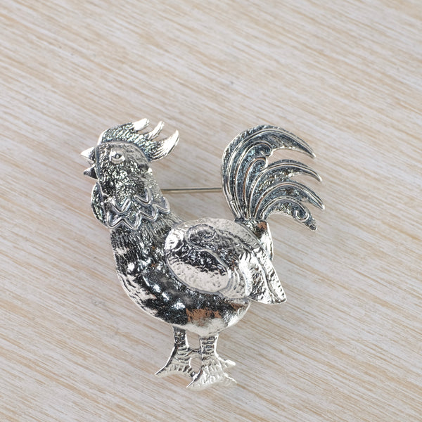 Silver Cockerel Design Brooch by JB Designs