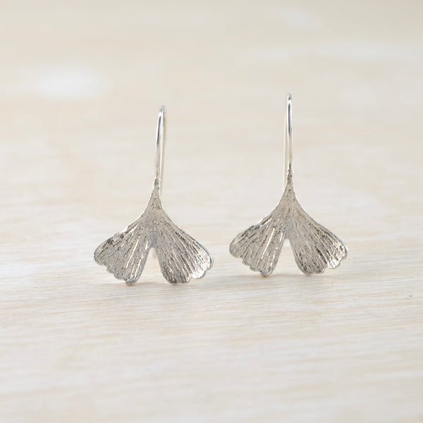 Sterling Silver 'Ginkgo Leaf' Earrings by JB Designs.