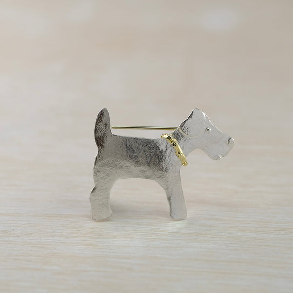 Silver Terrier Dog with Gold Plated Collar Brooch by JB Designs Smithsonia