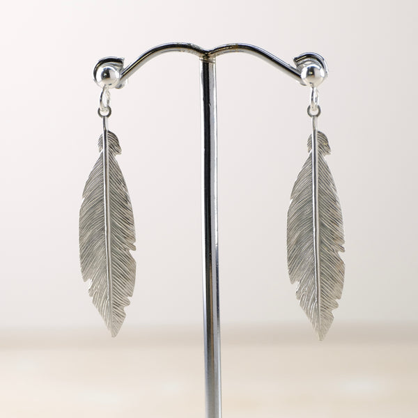 "Feather" Earrings  in Satin Sterling Silver by JB Designs.