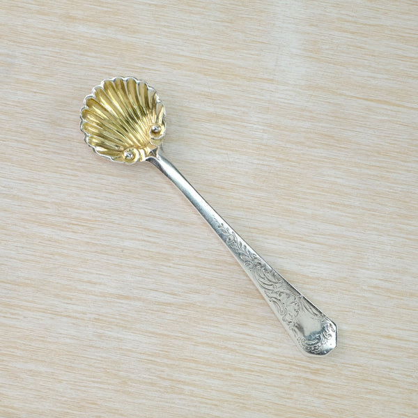 Small Scalloped Antique Sterling Silver Spoon, Hallmarked London, 1851.